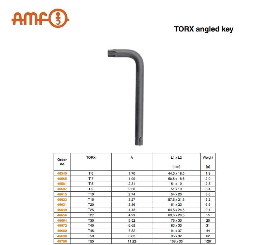 Inbussleutel TORX T6 1,70