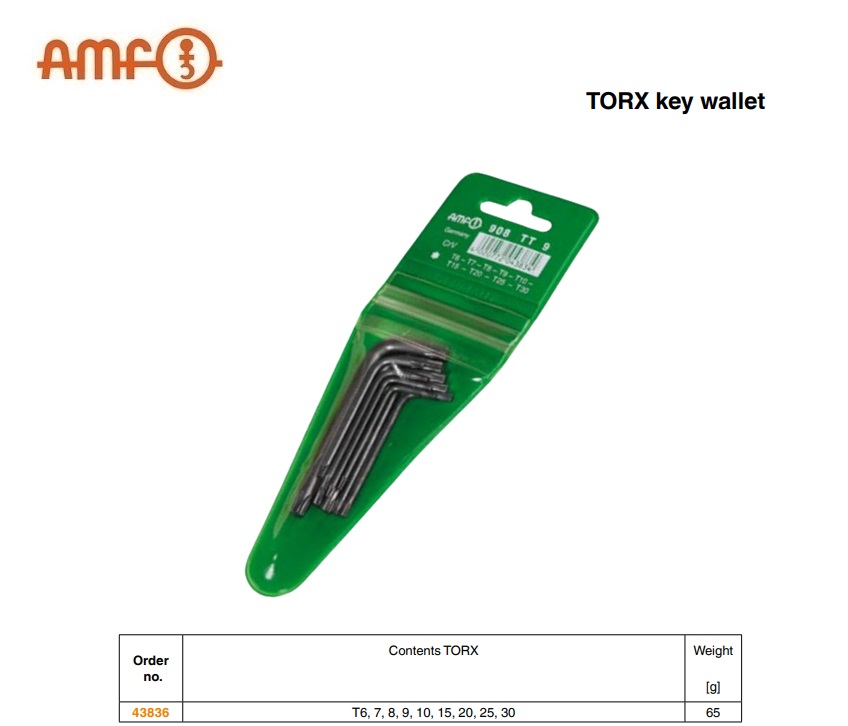 Inbussleutelset TORX 9-delig