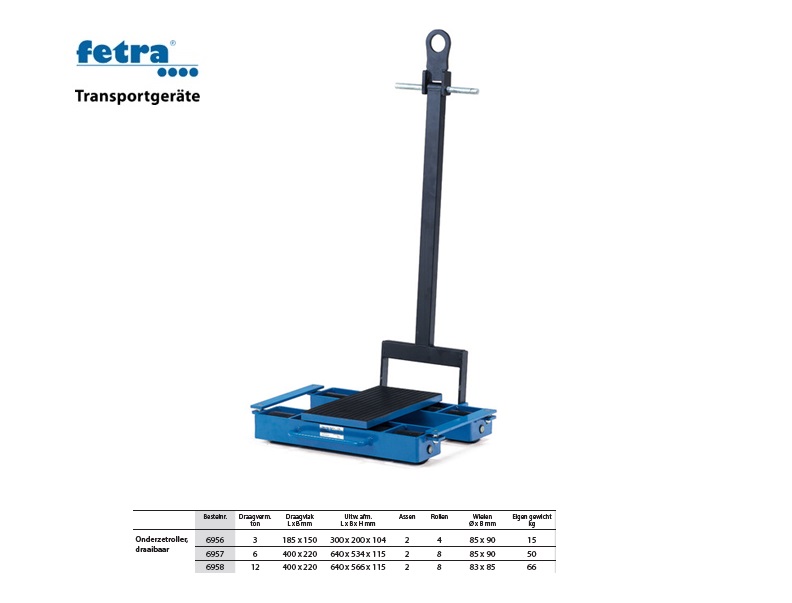 Onderzetroller draaibaar 6956 Draagvlak 185 x 150 mm - 3 ton Fetra 6956 | DKMTools - DKM Tools