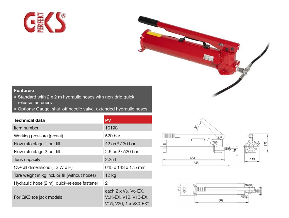 Hydraulic Hand Pomp PV-K | DKMTools - DKM Tools