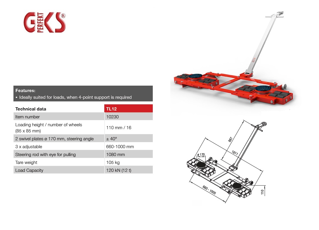 Tandem transportroller TL12