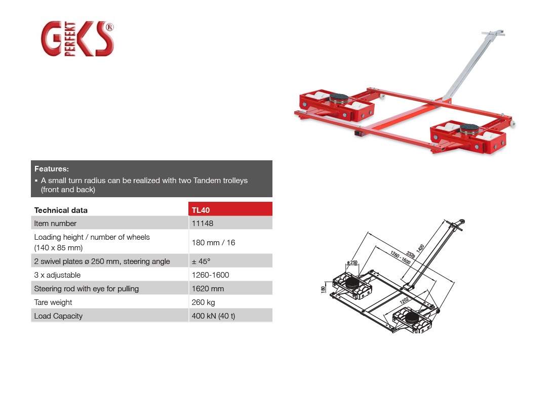 Tandem transportroller TL40