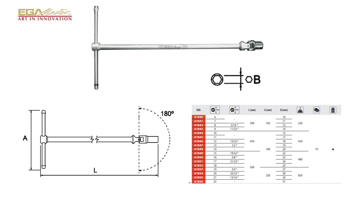 T-Sleutel 6 kant 6 mm