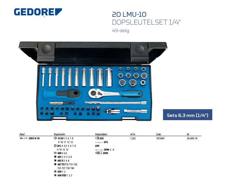 Dopsleutelset 1/4