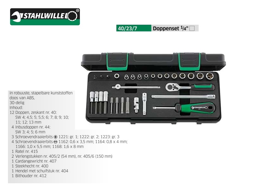 Stahlwille 40/23/7 30-delige Doppenset in koffer - 1/4