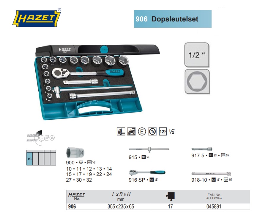 Hazet 906 Dopsleutelset 1/2