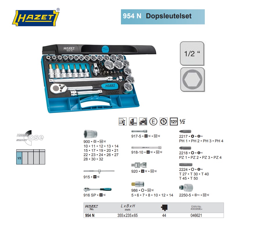 Hazet 954N Dopsleutelset 1/2