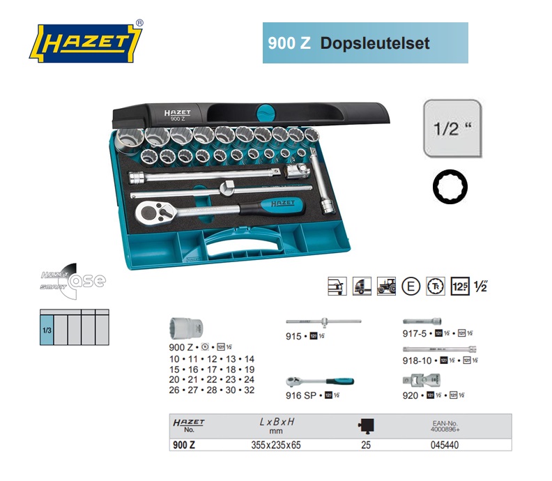 Hazet 900Z Dopsleutelset 1/2