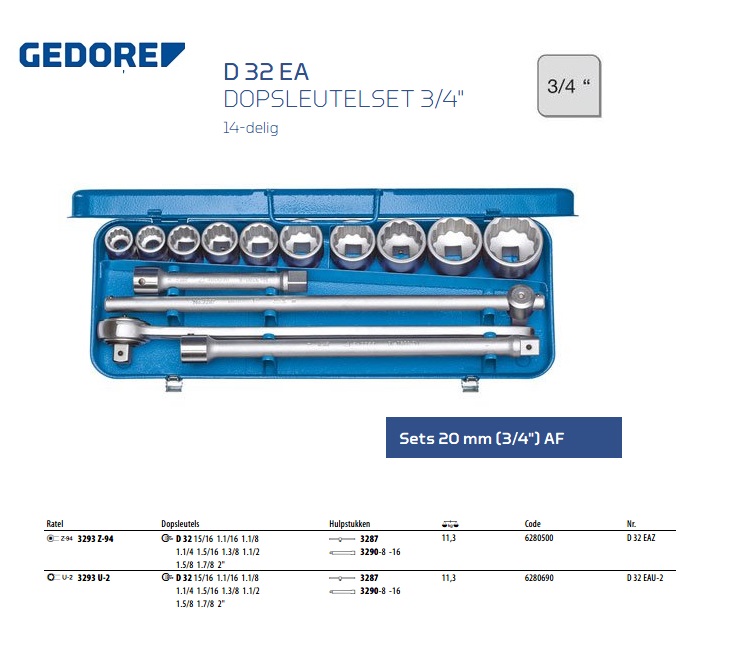 Dopsleutelset 3/4