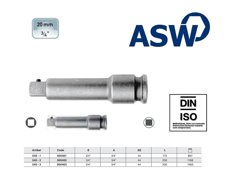 ASW Krachtverlengstuk 3/4