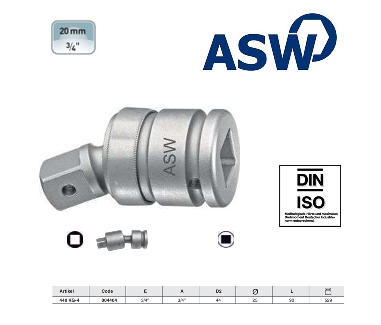 ASW Krachtkogelkoppeling 3/4