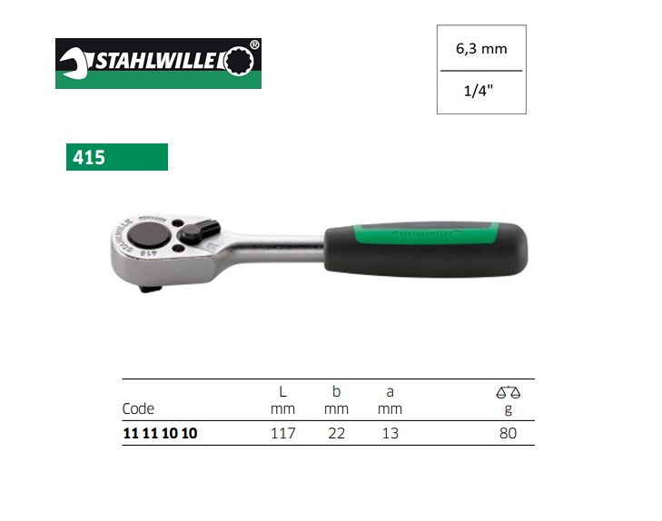 Stahlwille 415 Omschakelbare ratel 1/4