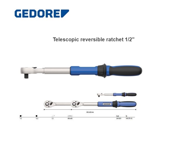 Gedore 1993 TU-10 Telescopische Omschakelbare Ratel 1/2