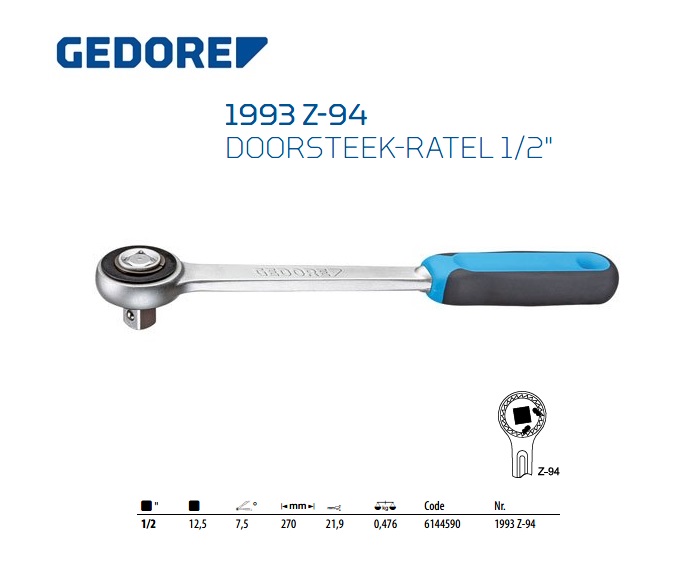 Doorsteekratel 1/2'' 1993 Z-94 Gedore 6144590