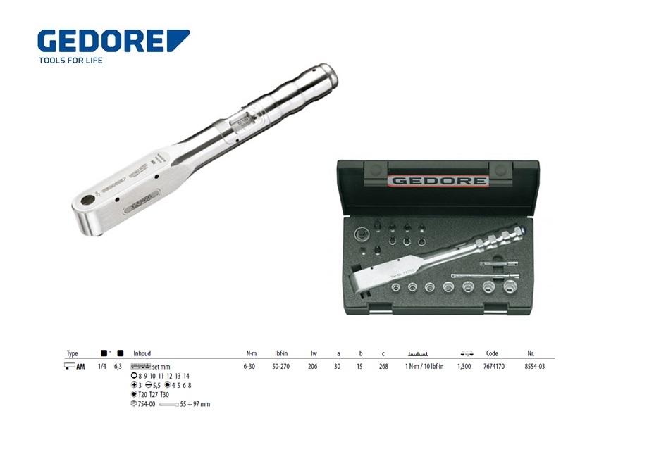 Momentsleutelset DREMOMETER AM 1/4