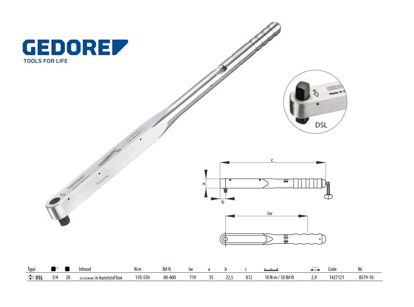 Momentsleutel DREMOMETER DSL 3/4