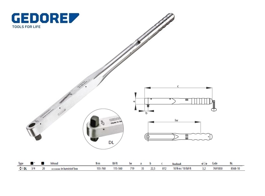 Momentsleutel DREMOMETER DL 3/4