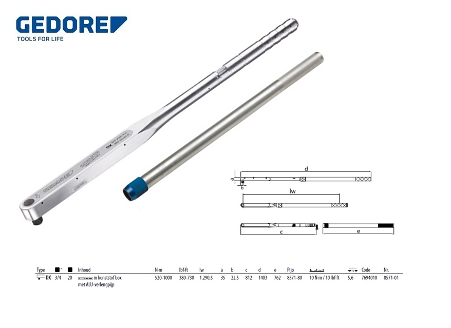 Momentsleutel DREMOMETER DX 3/4