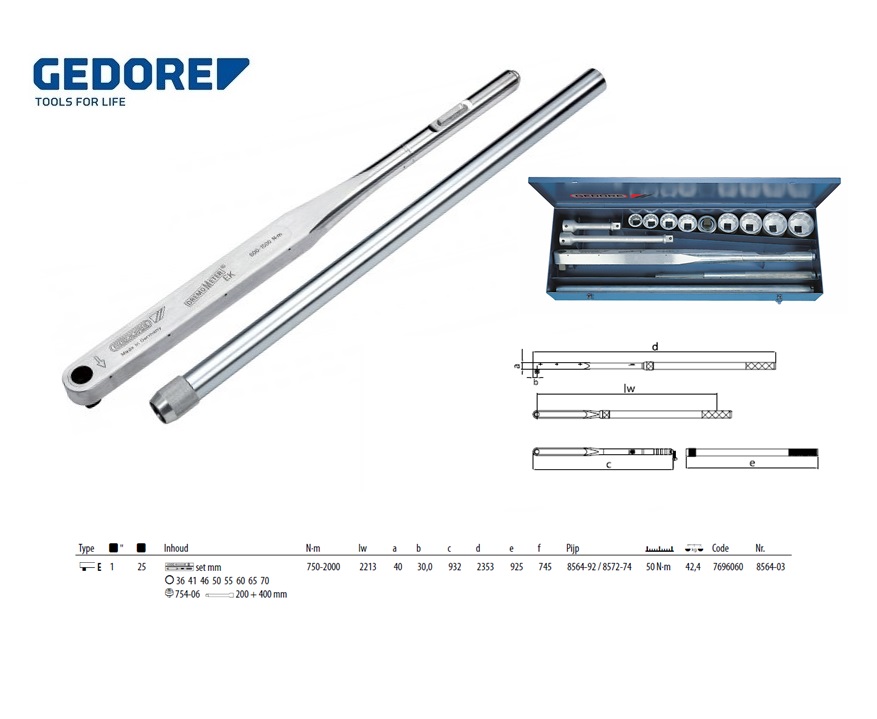 Momentsleutelset DREMOMETER D 3/4