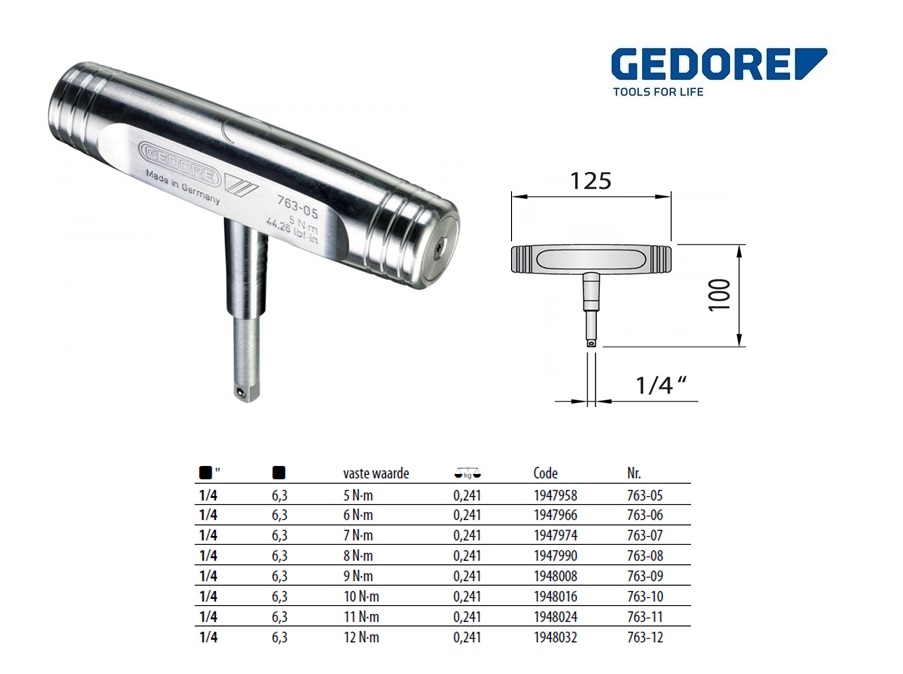 Momentsleutel DREMOMETER T-FS 1/4