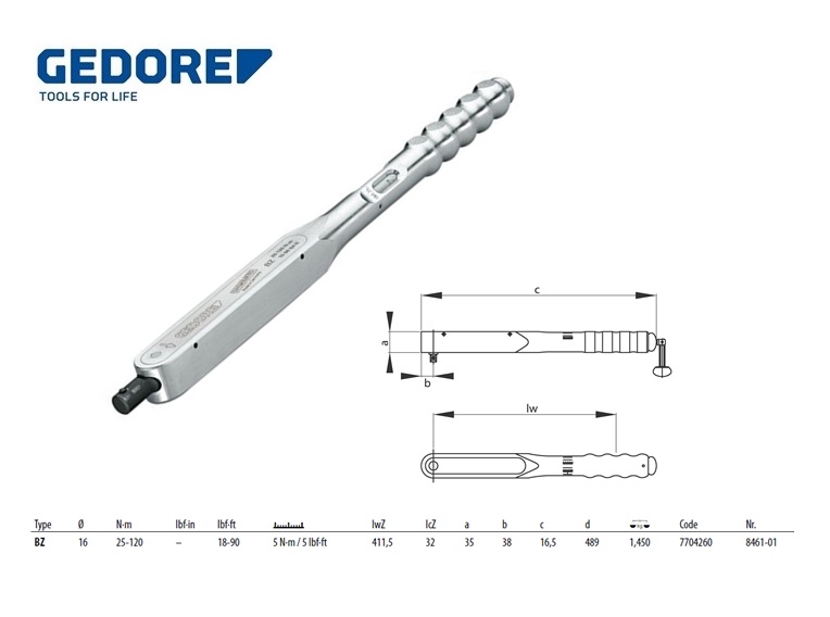 Momentsleutel DREMOMETER BZ 25-120 Nm