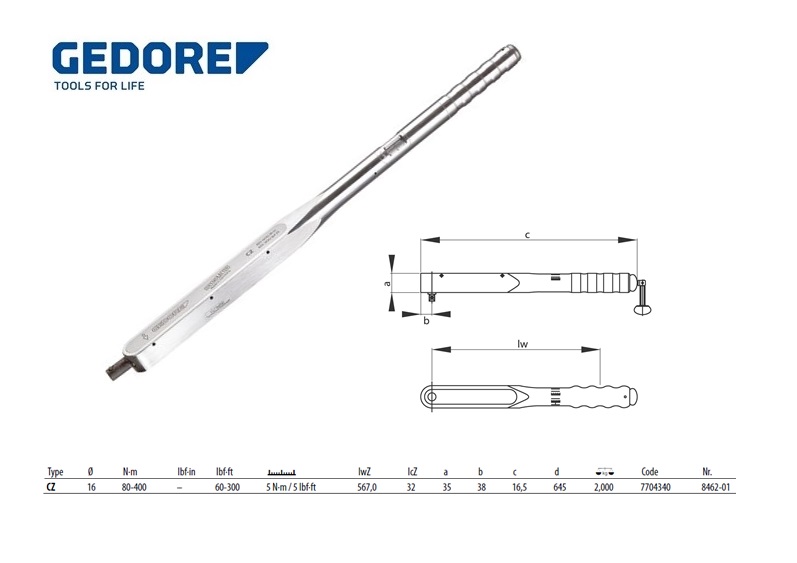 Momentsleutel DREMOMETER CZ 80-400Nm