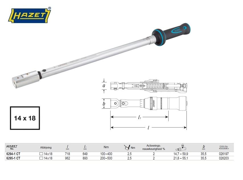 Momentsleutel 200-500Nm 14x18 6295-1CTCAL | DKMTools - DKM Tools