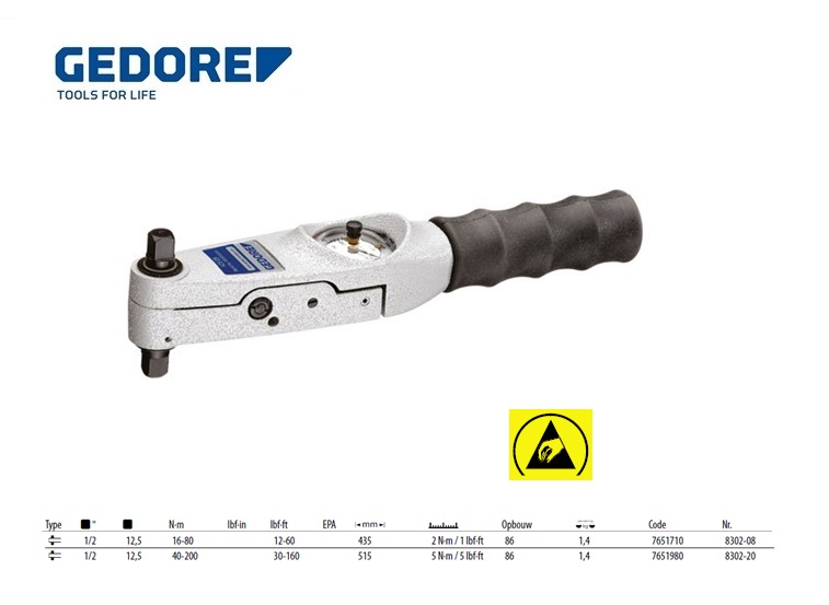 Momentsleutel type 83 BDS 16-80 Nm