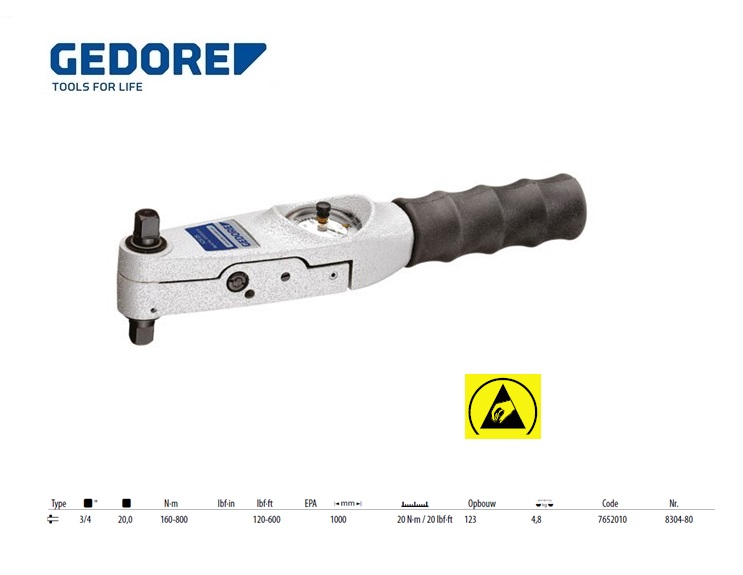 Momentsleutel type 83 DDS 160-800 Nm