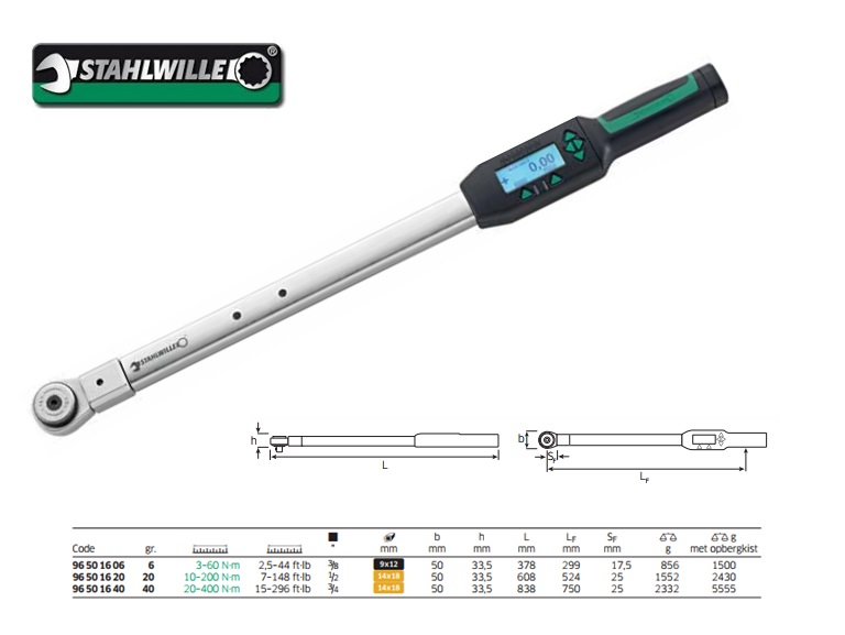 Elektronische momentsleutel 3-60 Nm, 3/8'', Sensotork 713R6