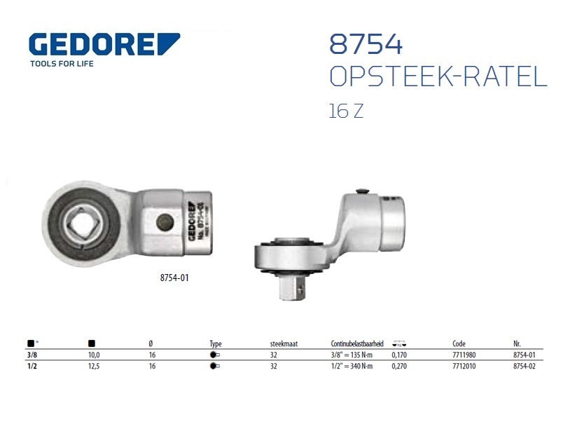 Opsteek-ratel 16 Z 3/8