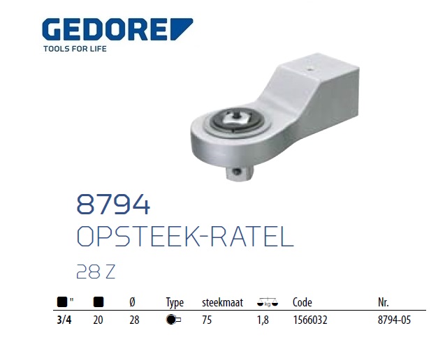 Opsteek-ratel 28 Z 3/4