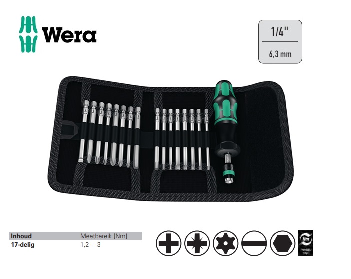 Wera KK 60 Momentschroevendraaiers set 1,2 - 3,0 Nm, 17-delig