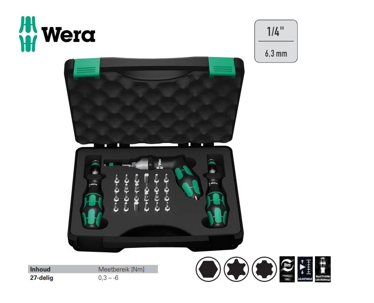 Wera 7440-41-42 Momentschroevendraaiers set 0,3-6 Nm 27-delig