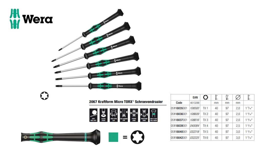 2067 Kraftform Micro TORX BO Schroevendraaier T-BO 7 x 60 | DKMTools - DKM Tools