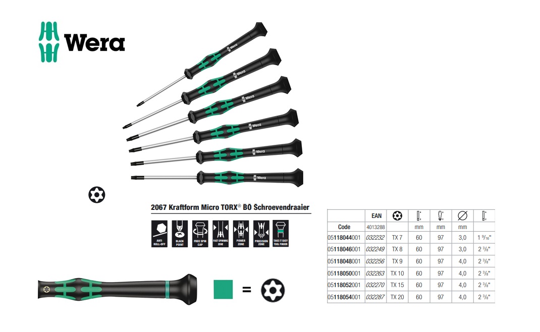 2067 Kraftform Micro TORX Schroevendraaier T-6 x 40mm | DKMTools - DKM Tools