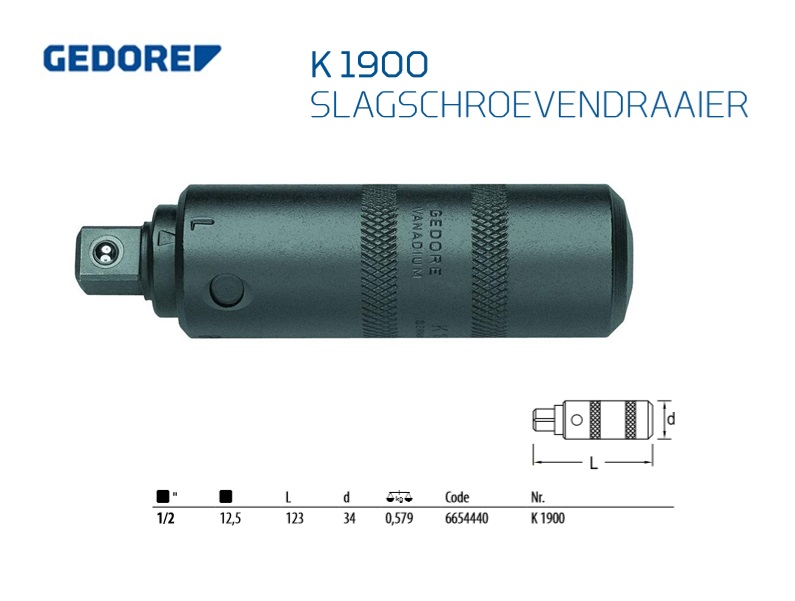 Gedore K 1900 Slagschroevendraaier - 1/2''