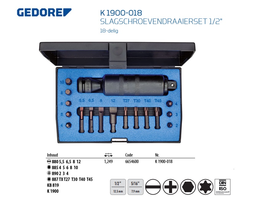 Gedore K 1900-018 Slagschroevendraaierset