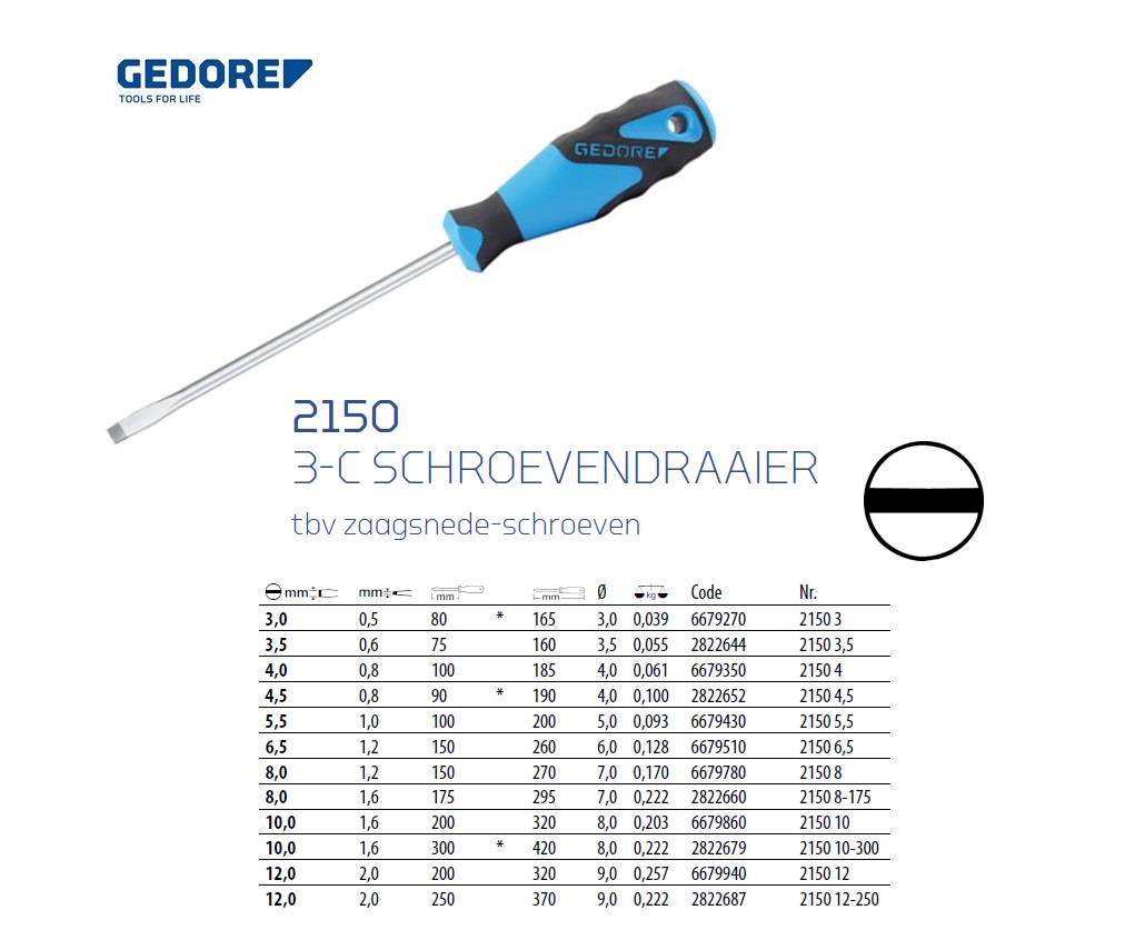 3-C schroevendraaier 3,5 mm, 200 mm | DKMTools - DKM Tools