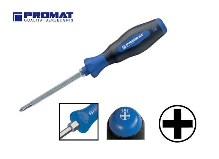 Kruis-schroevendraaier PH2x100mm 6kant-kling | DKMTools - DKM Tools