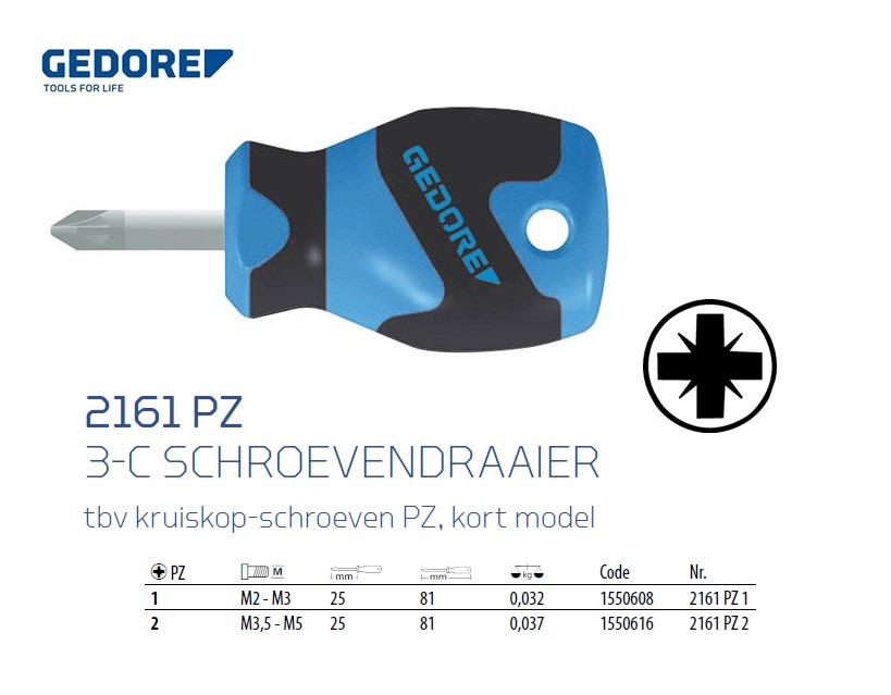 kort model Schroevendraaier PZ 1x25mm