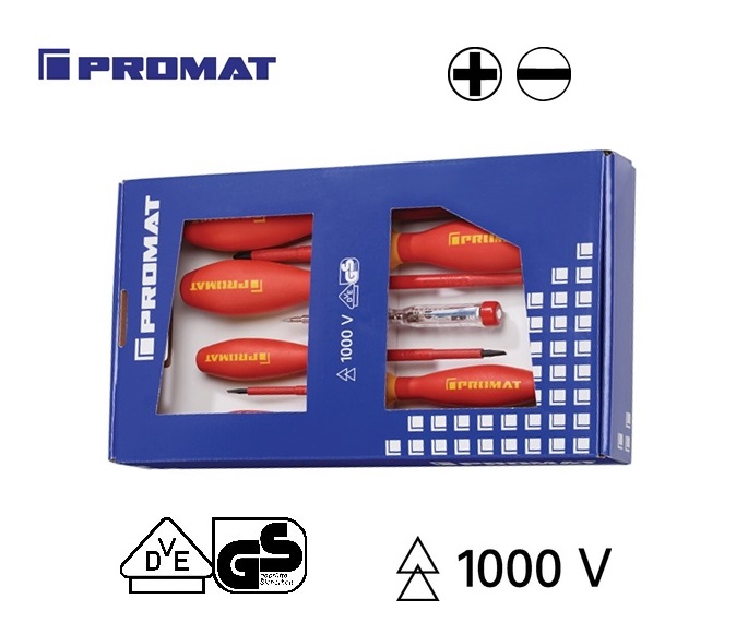 Schroevendraaierset VDE 7 dlg Sleuf-PH