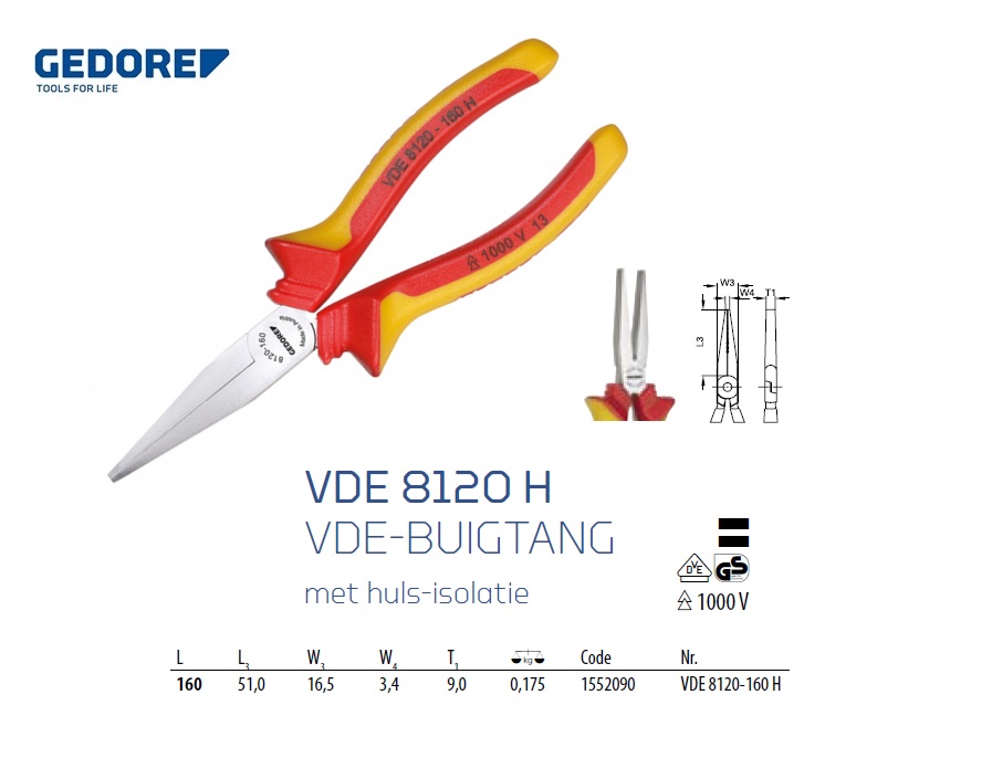 VDE-Buigtang 160mm Gedore 1552090