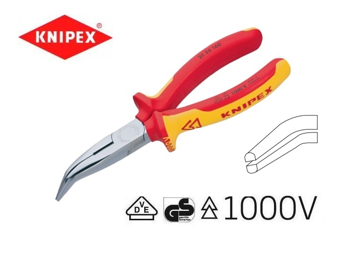 VDE Platte rondbektang 40° gebogen 160mm Knipex 25 26 160