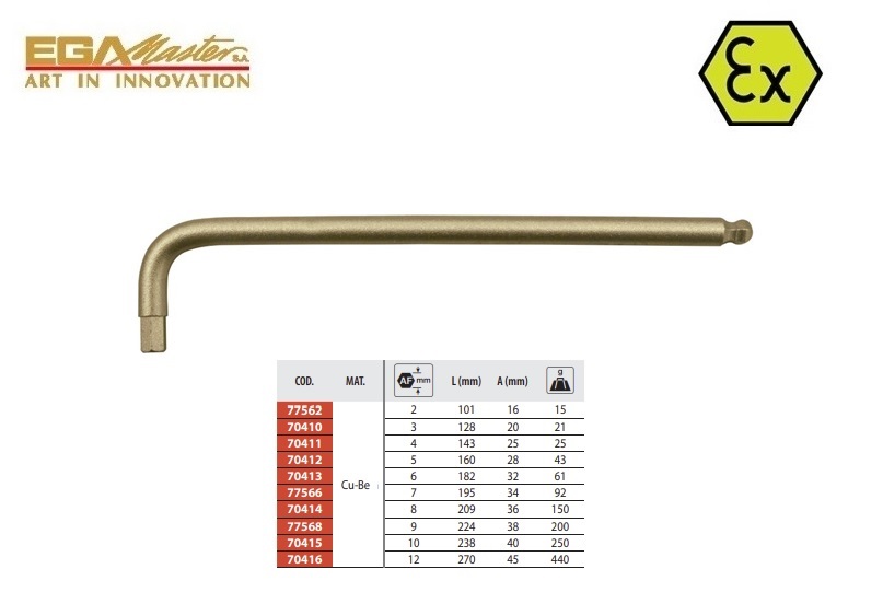 Vonkvrije lange inbussleutel 12 mm Al-Bron | DKMTools - DKM Tools