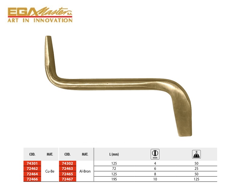 Vonkvrije Offset Schroevendraaier 4 x 125 mm Cu-Be
