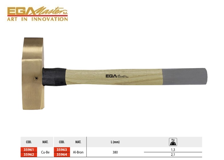 Vonkvrije Snijhamer Hickory Handvat 1,3 kg Cu-Be