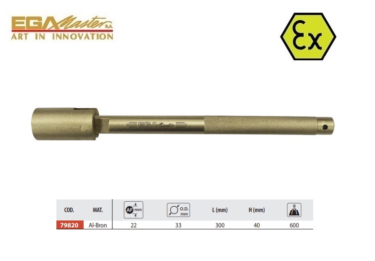 Vonkvrije steigersleutel 22 mm met kartelstaaf Cu-Be | DKMTools - DKM Tools