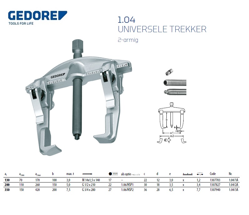 Universele trekker 2-armige 130x100 mm
