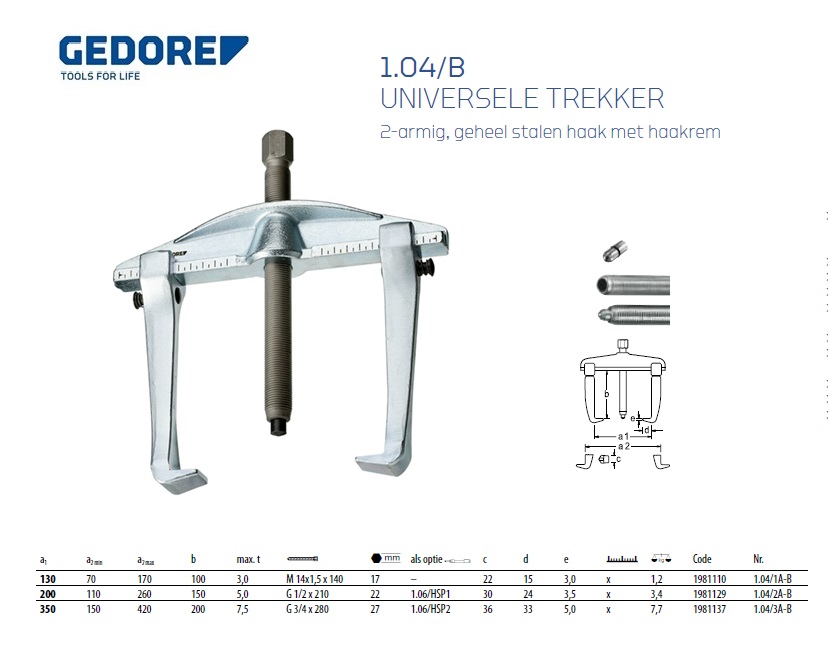 Trekker 2-armige 130 x 100 mm met haakrem